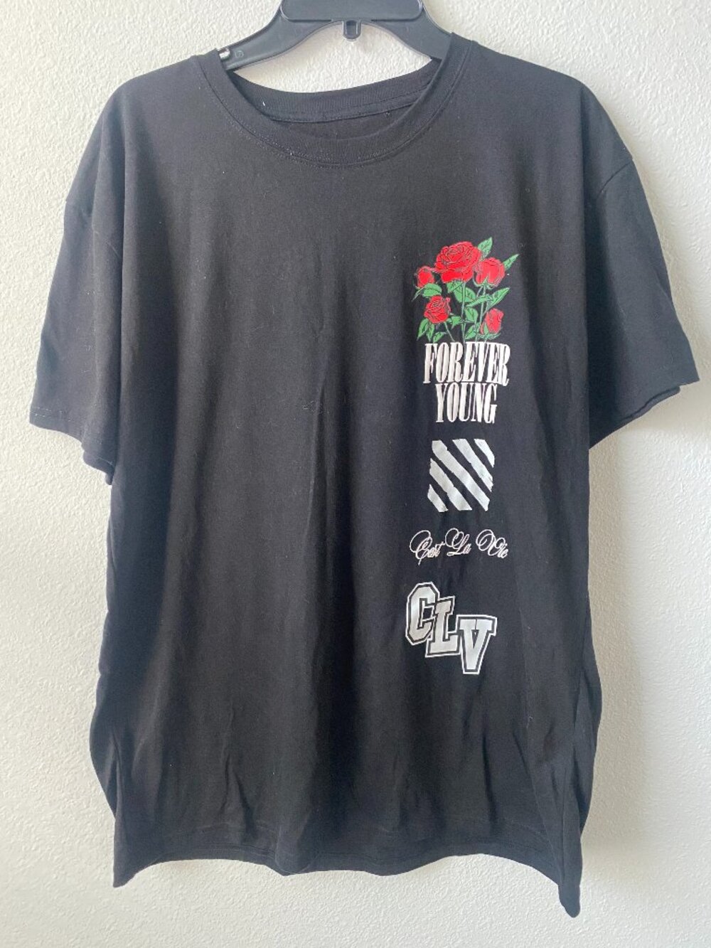 RGSTR T-Shirt Men's floral Graphic forever young cest la vie black tshirt XL